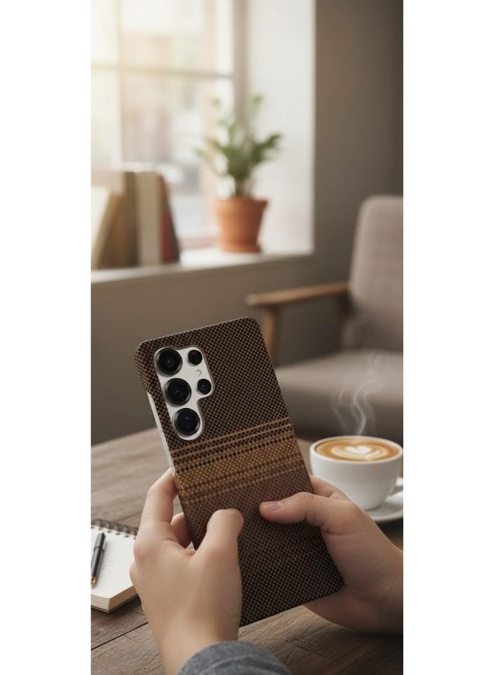 Phoni Ultra Slim Magnetic Case for Samsung Galaxy S25 Ultra, MagSafe-Compatible Magnetic Case, Thin Lightweight Design, Carbon Fiber Style, Raised Camera Protection (Smoked Cocoa – Brown Carbon) - Image 4